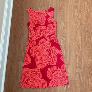 Anthropologie Romany coral floral sleeveless dress